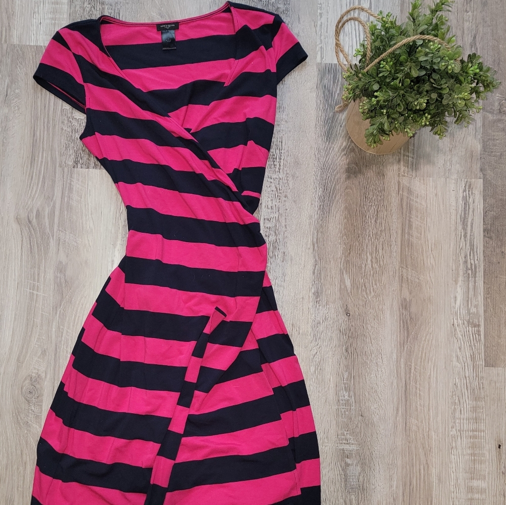 Ann Taylor striped wrap dress